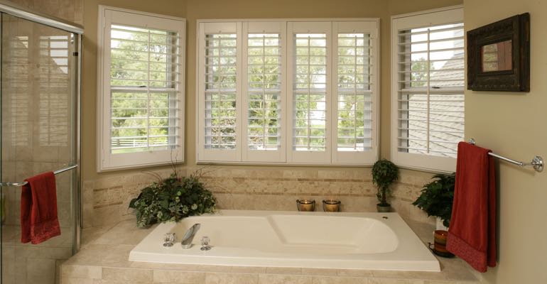 Plantation shutters in St. George bathroom.